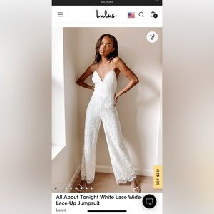 All About Tonight White Lace Wide-Leg Lace-Up Jumpsuit